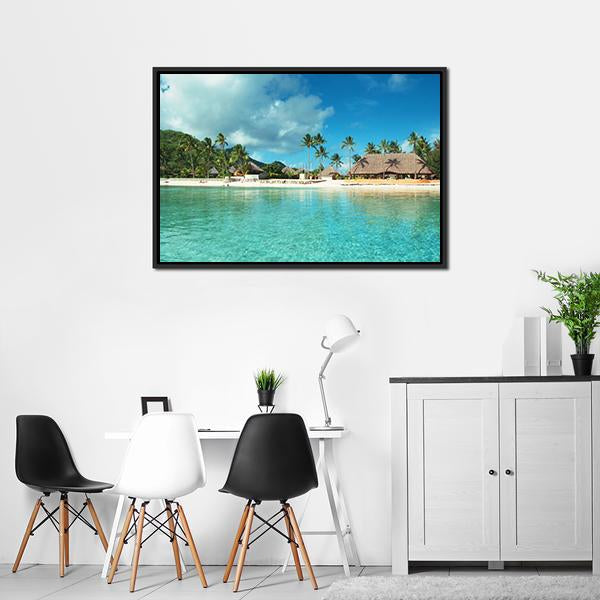 Resort In French Polynesia Canvas Wall Art-3 Horizontal-Gallery Wrap-25" x 16"-Tiaracle