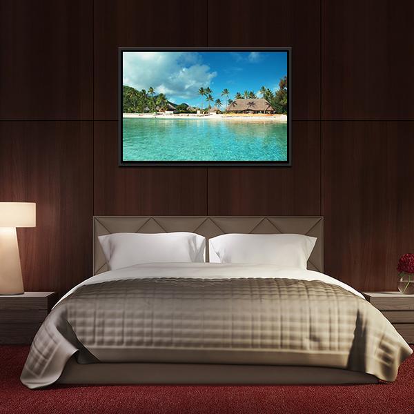 Resort In French Polynesia Canvas Wall Art-3 Horizontal-Gallery Wrap-25" x 16"-Tiaracle