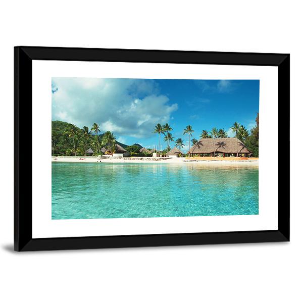 Resort In French Polynesia Canvas Wall Art-3 Horizontal-Gallery Wrap-25" x 16"-Tiaracle