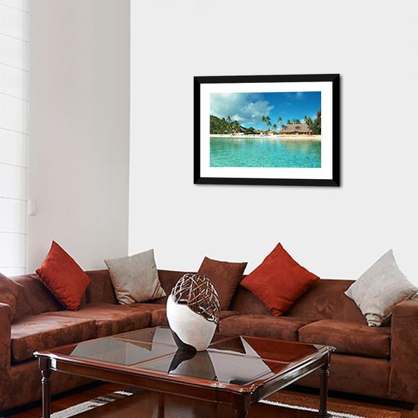 Resort In French Polynesia Canvas Wall Art-3 Horizontal-Gallery Wrap-25" x 16"-Tiaracle