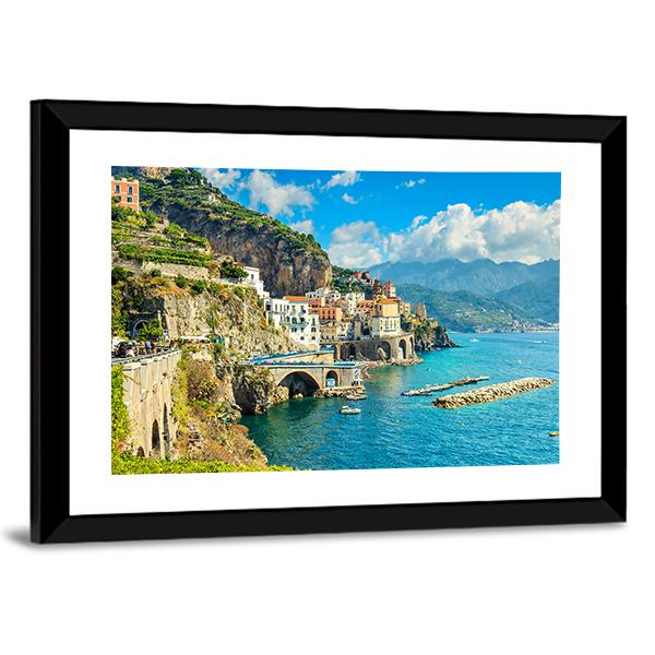 Resort Of Amalfi Italy Canvas Wall Art-3 Horizontal-Gallery Wrap-25" x 16"-Tiaracle
