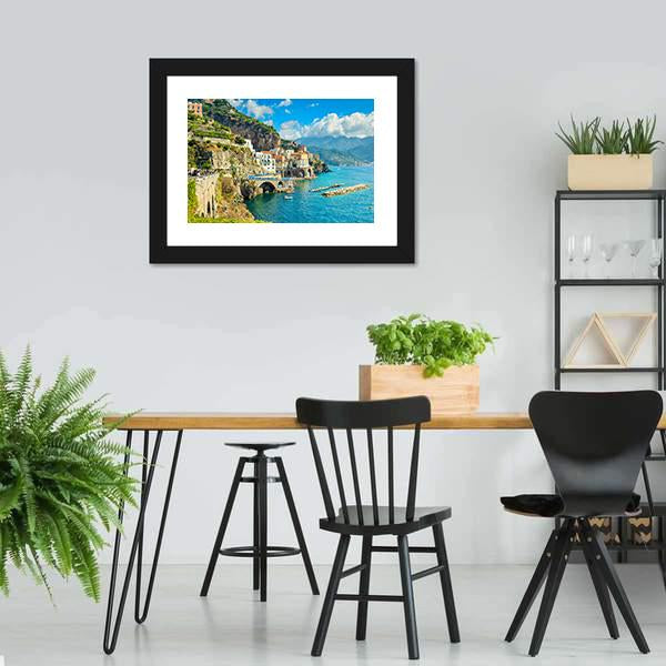 Resort Of Amalfi Italy Canvas Wall Art-3 Horizontal-Gallery Wrap-25" x 16"-Tiaracle