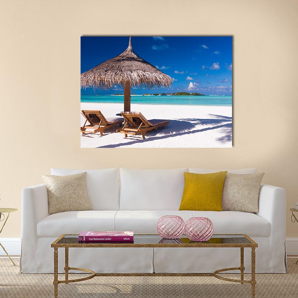 Resting Place On Beach Canvas Wall Art-1 Piece-Gallery Wrap-48" x 32"-Tiaracle