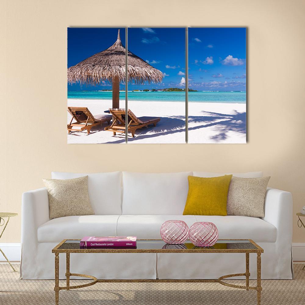 Resting Place On Beach Canvas Wall Art-3 Horizontal-Gallery Wrap-37" x 24"-Tiaracle