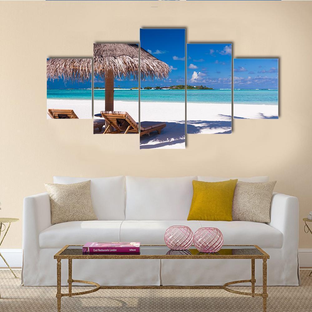 Resting Place On Beach Canvas Wall Art-5 Star-Gallery Wrap-62" x 32"-Tiaracle
