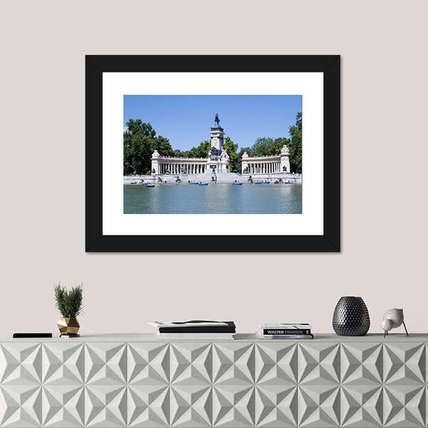 Retiro Park In Madrid Canvas Wall Art-1 Piece-Framed Print-20" x 16"-Tiaracle