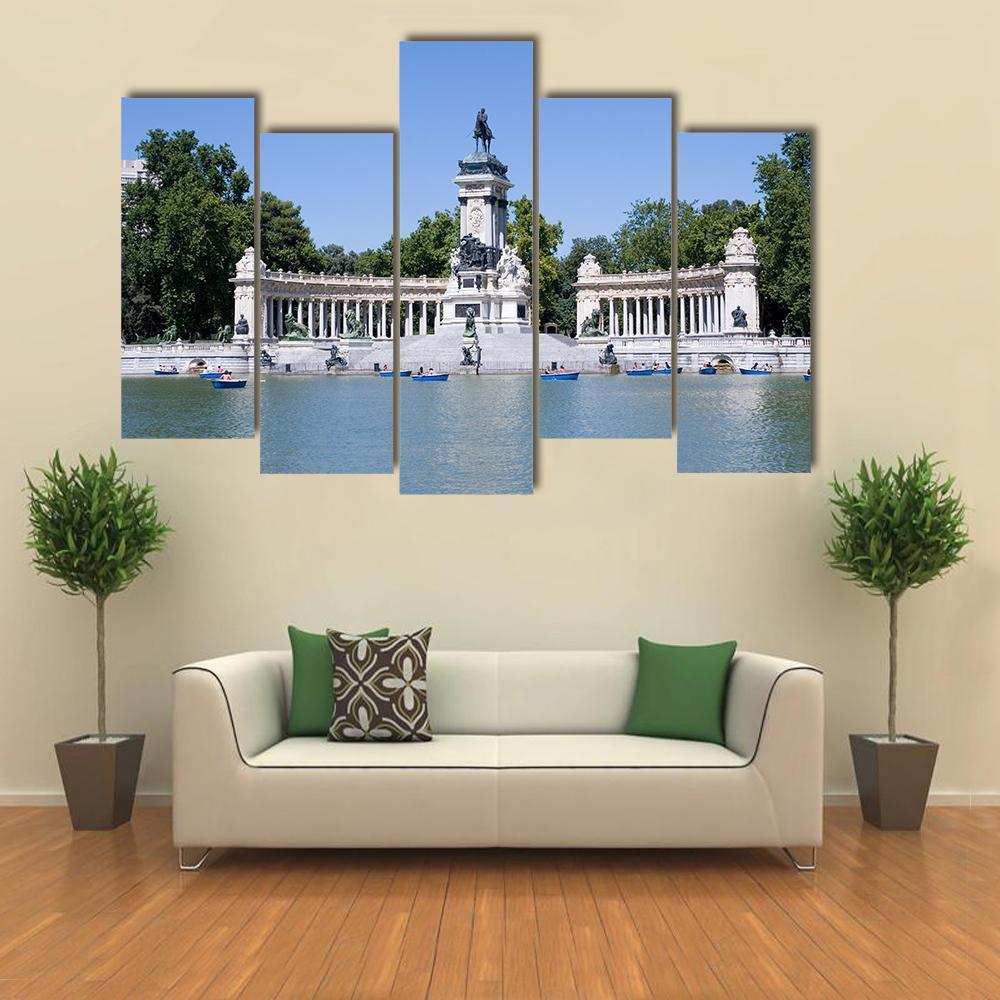 Retiro Park In Madrid Canvas Wall Art-5 Pop-Gallery Wrap-47" x 32"-Tiaracle