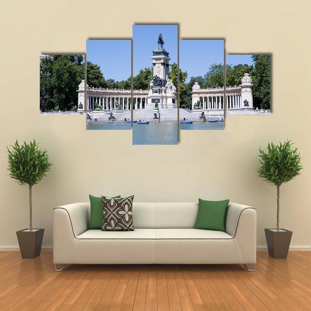 Retiro Park In Madrid Canvas Wall Art-5 Star-Gallery Wrap-62" x 32"-Tiaracle