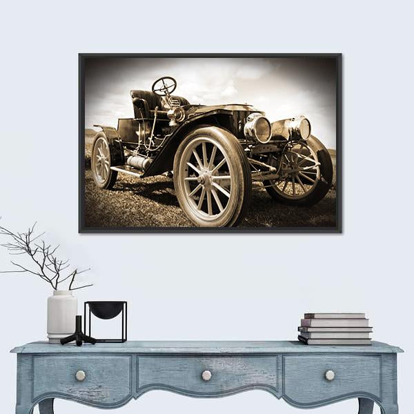 Retro Car Canvas Wall Art-1 Piece-Floating Frame-24" x 16"-Tiaracle