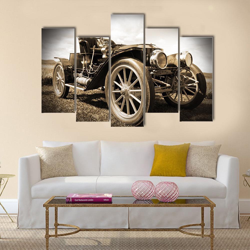 Retro Car Canvas Wall Art-5 Pop-Gallery Wrap-47" x 32"-Tiaracle