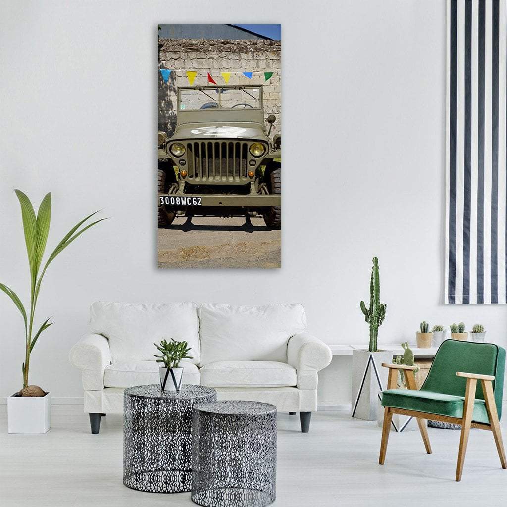 Retro Jeep Willys Vertical Canvas Wall Art-3 Vertical-Gallery Wrap-12" x 25"-Tiaracle