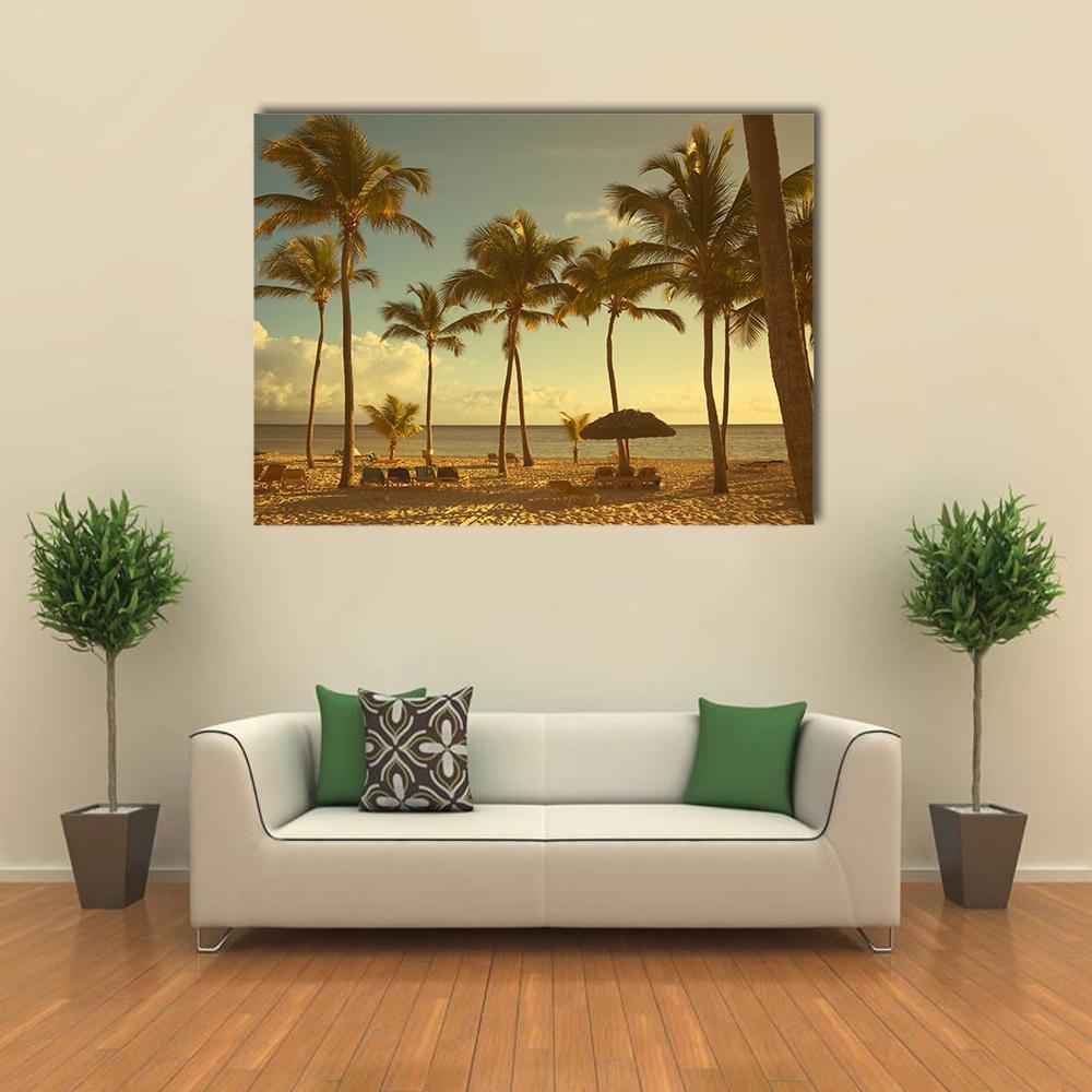 Retro Seaside View Canvas Wall Art-1 Piece-Gallery Wrap-48" x 32"-Tiaracle