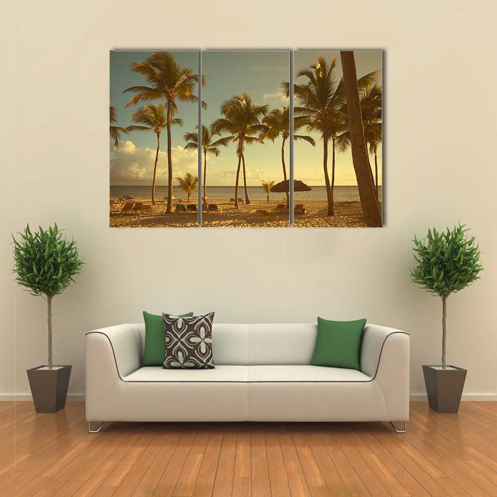 Retro Seaside View Canvas Wall Art-5 Star-Gallery Wrap-62" x 32"-Tiaracle