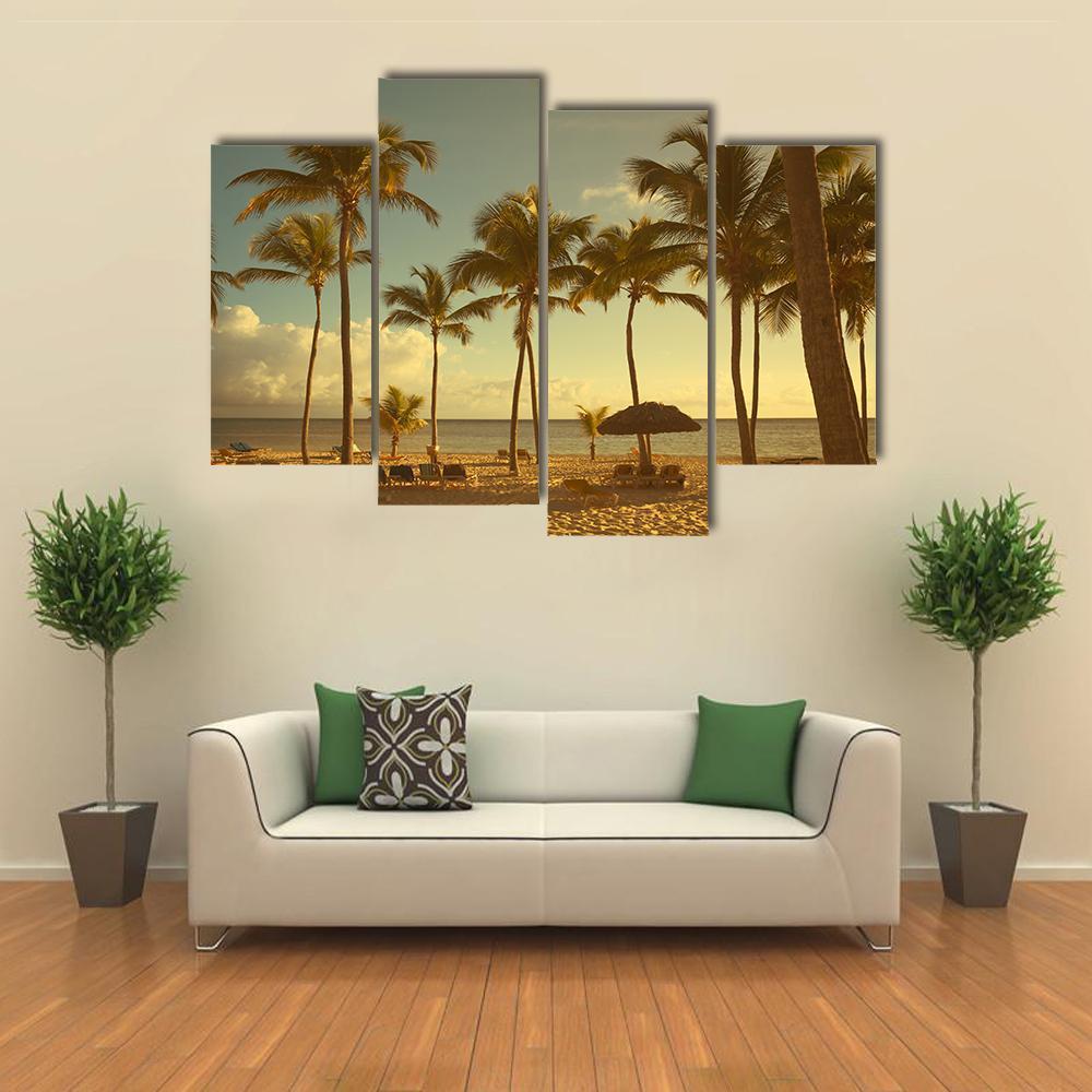 Retro Seaside View Canvas Wall Art-4 Pop-Gallery Wrap-50" x 32"-Tiaracle