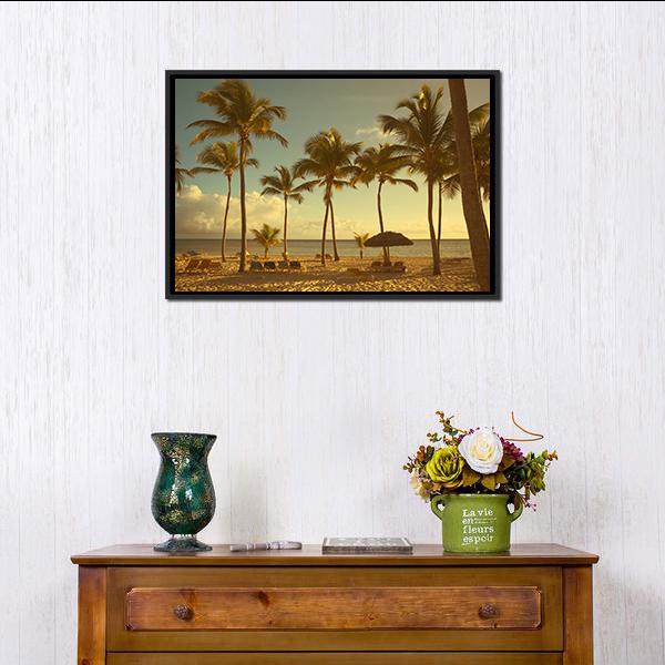 Retro Seaside View Canvas Wall Art-3 Horizontal-Gallery Wrap-25" x 16"-Tiaracle