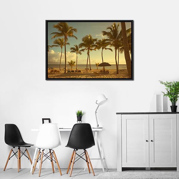 Retro Seaside View Canvas Wall Art-3 Horizontal-Gallery Wrap-25" x 16"-Tiaracle