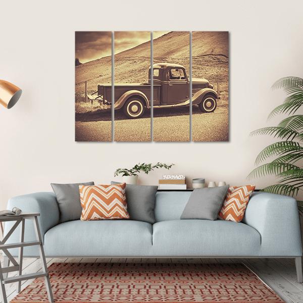 Retro Style Vintage Truck Canvas Wall Art-4 Horizontal-Gallery Wrap-34" x 24"-Tiaracle
