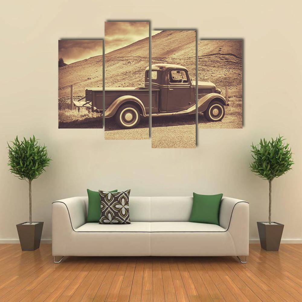 Retro Style Vintage Truck Canvas Wall Art-4 Pop-Gallery Wrap-34" x 20"-Tiaracle
