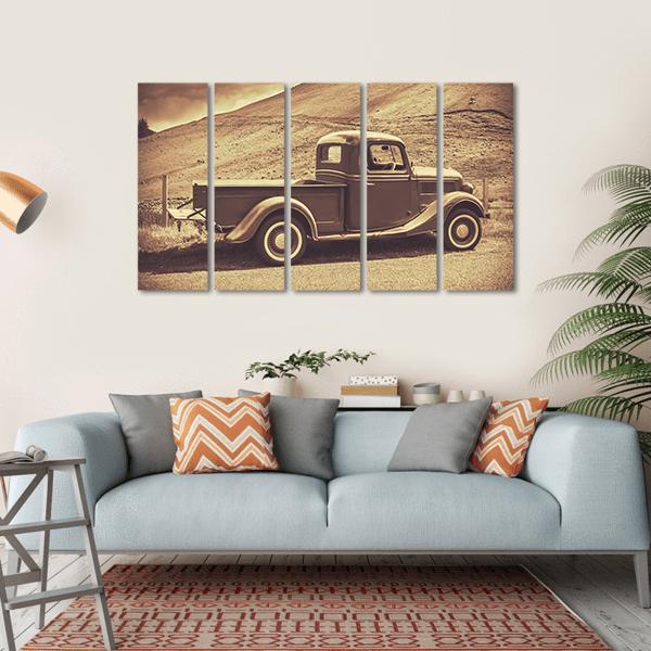 Retro Style Vintage Truck Canvas Wall Art-4 Horizontal-Gallery Wrap-34" x 24"-Tiaracle