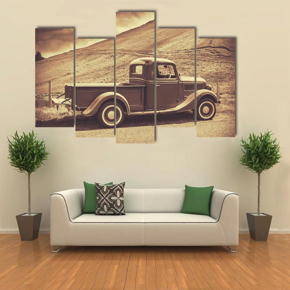 Retro Style Vintage Truck Canvas Wall Art-5 Pop-Gallery Wrap-32" x 21"-Tiaracle