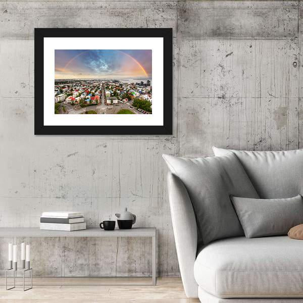 Reykjavik Cityspace In Iceland Canvas Wall Art-3 Horizontal-Gallery Wrap-25" x 16"-Tiaracle