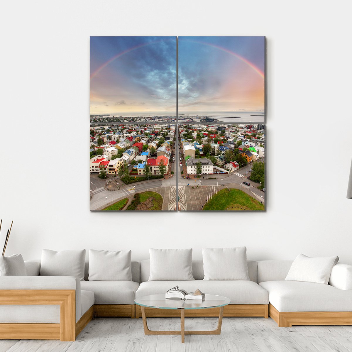 Reykjavik Cityspace In Iceland Canvas Wall Art-4 Square-Gallery Wrap-17" x 17"-Tiaracle