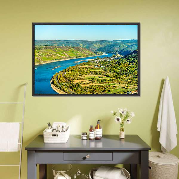 Rhine At Boppard Germany Canvas Wall Art-1 Piece-Floating Frame-24" x 16"-Tiaracle