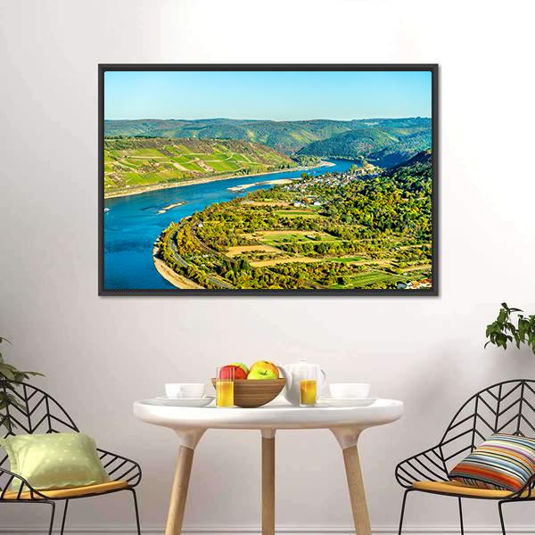Rhine At Boppard Germany Canvas Wall Art-3 Horizontal-Gallery Wrap-25" x 16"-Tiaracle