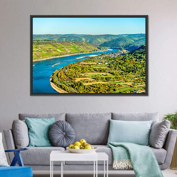 Rhine At Boppard Germany Canvas Wall Art-3 Horizontal-Gallery Wrap-25" x 16"-Tiaracle