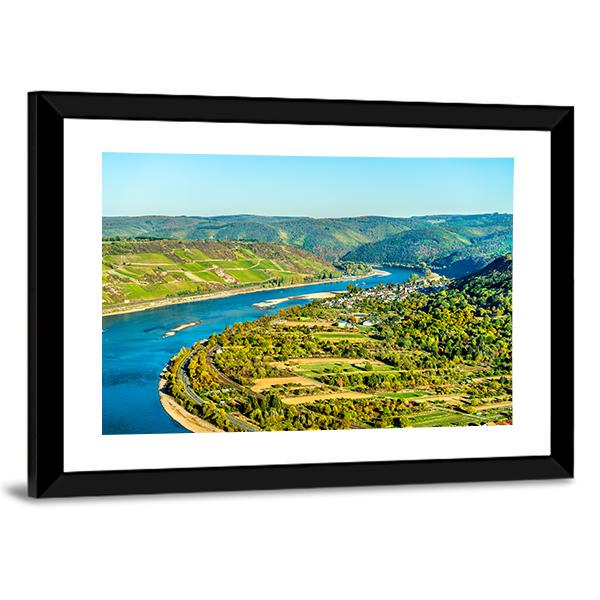 Rhine At Boppard Germany Canvas Wall Art-3 Horizontal-Gallery Wrap-25" x 16"-Tiaracle