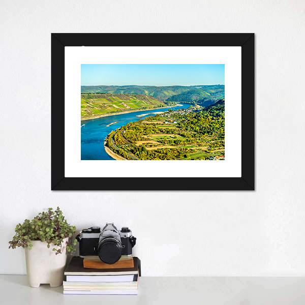 Rhine At Boppard Germany Canvas Wall Art-1 Piece-Framed Print-20" x 16"-Tiaracle