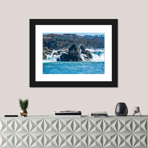 Rhine Falls In The Rhine River Canvas Wall Art-1 Piece-Framed Print-20" x 16"-Tiaracle