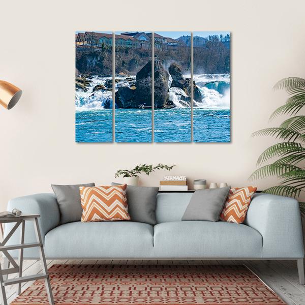 Rhine Falls In The Rhine River Canvas Wall Art-4 Horizontal-Gallery Wrap-34" x 24"-Tiaracle