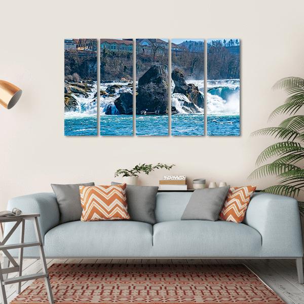 Rhine Falls In The Rhine River Canvas Wall Art-5 Horizontal-Gallery Wrap-22" x 12"-Tiaracle