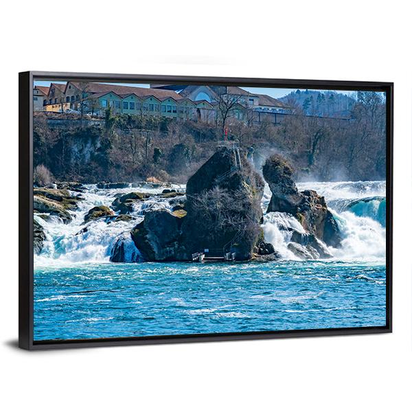 Rhine Falls In The Rhine River Canvas Wall Art-3 Horizontal-Gallery Wrap-25" x 16"-Tiaracle