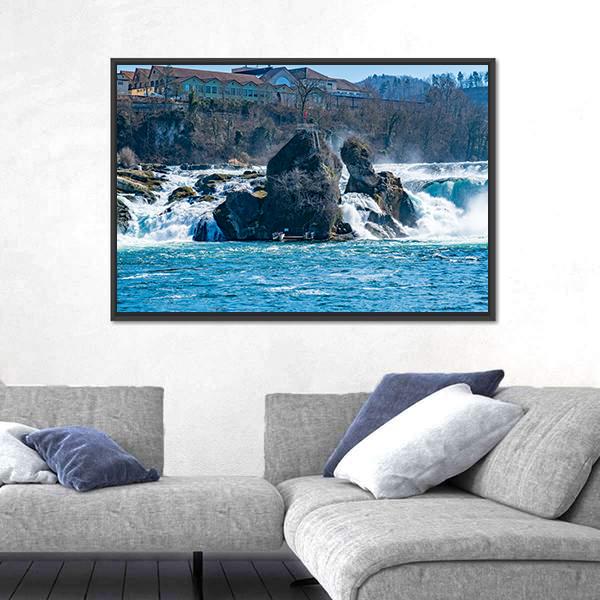 Rhine Falls In The Rhine River Canvas Wall Art-3 Horizontal-Gallery Wrap-25" x 16"-Tiaracle