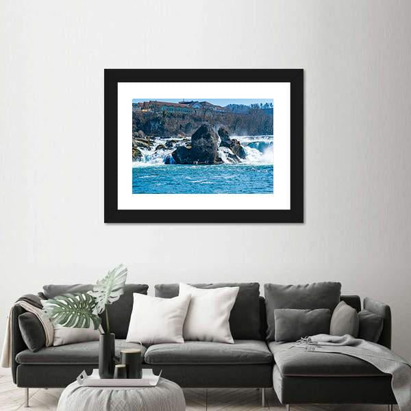 Rhine Falls In The Rhine River Canvas Wall Art-3 Horizontal-Gallery Wrap-25" x 16"-Tiaracle