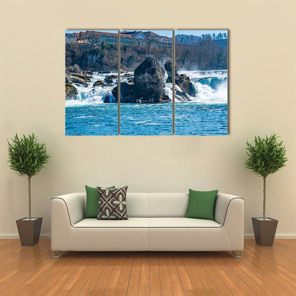 Rhine Falls In The Rhine River Canvas Wall Art-3 Horizontal-Gallery Wrap-37" x 24"-Tiaracle
