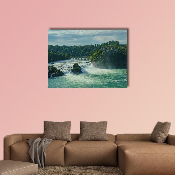 Rhine Falls With Laufen Castle In Zurich Canvas Wall Art-1 Piece-Gallery Wrap-36" x 24"-Tiaracle