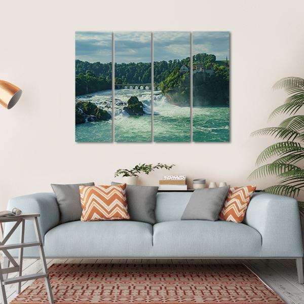 Rhine Falls With Laufen Castle In Zurich Canvas Wall Art-4 Horizontal-Gallery Wrap-34" x 24"-Tiaracle