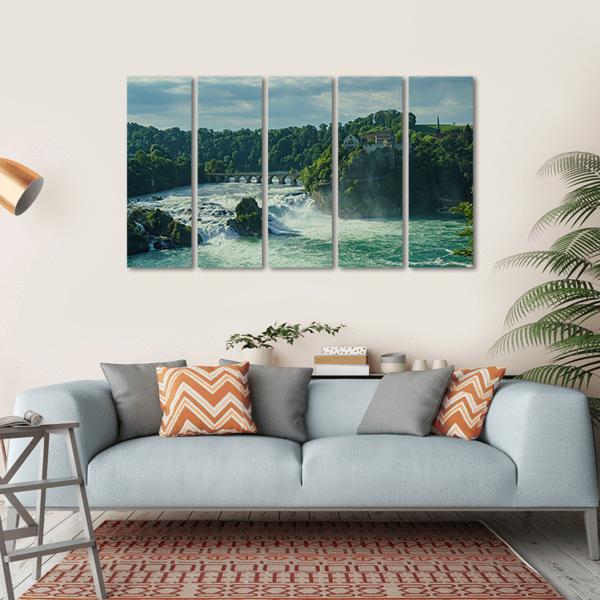 Rhine Falls With Laufen Castle In Zurich Canvas Wall Art-5 Horizontal-Gallery Wrap-22" x 12"-Tiaracle