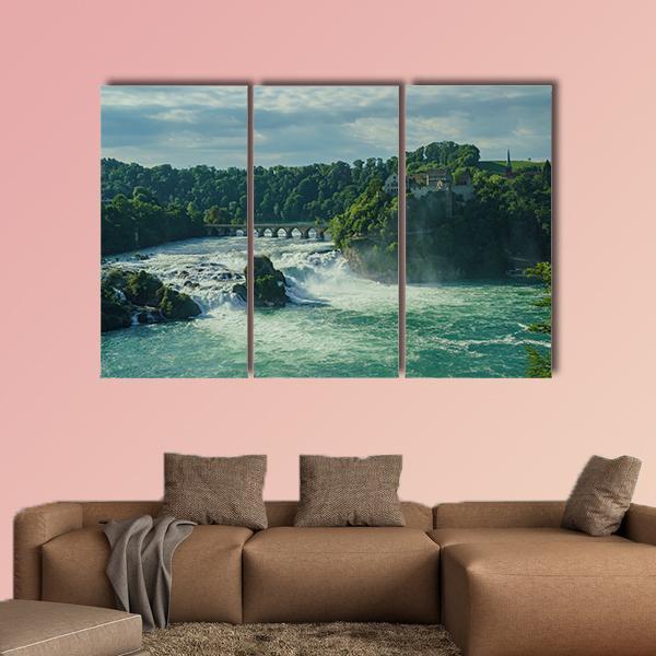 Rhine Falls With Laufen Castle In Zurich Canvas Wall Art-3 Horizontal-Gallery Wrap-37" x 24"-Tiaracle