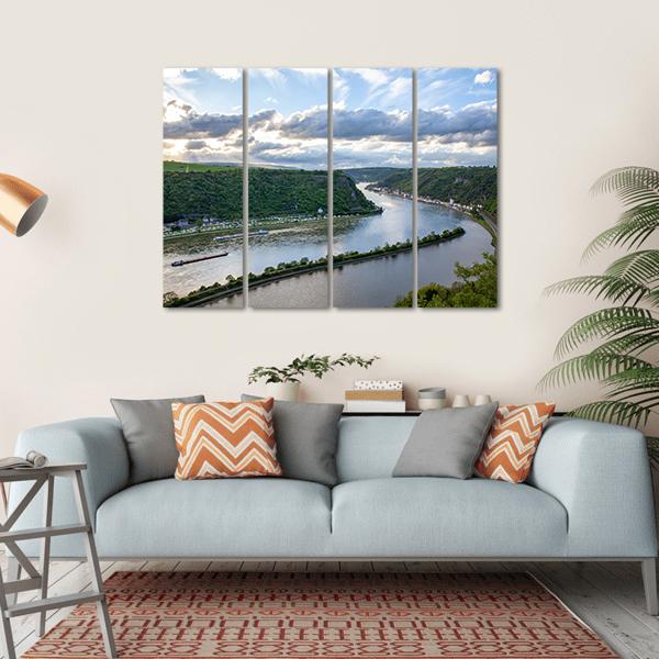 Rhine Valley Landscape Canvas Wall Art-4 Horizontal-Gallery Wrap-34" x 24"-Tiaracle