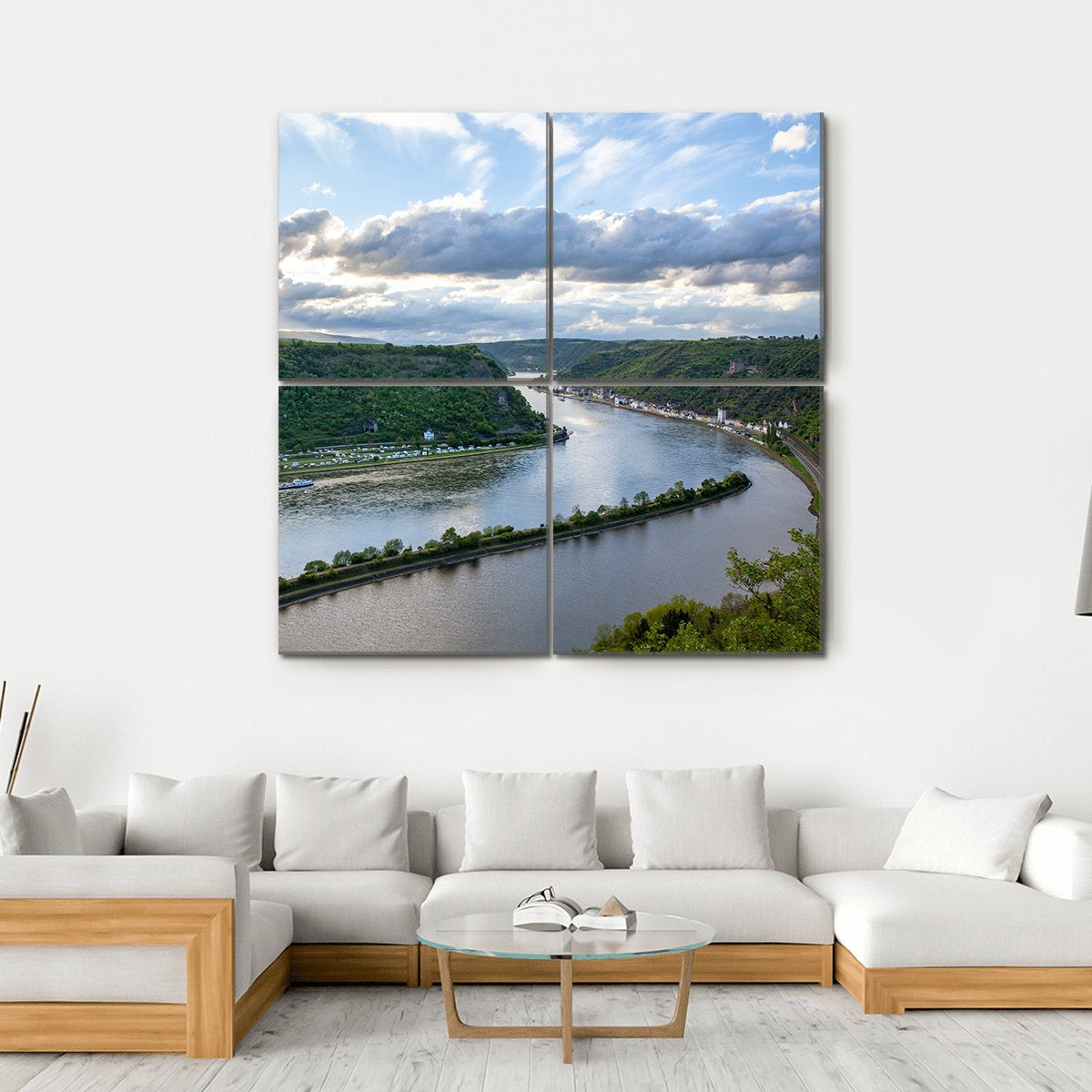 Rhine Valley Landscape Canvas Wall Art-4 Square-Gallery Wrap-17" x 17"-Tiaracle