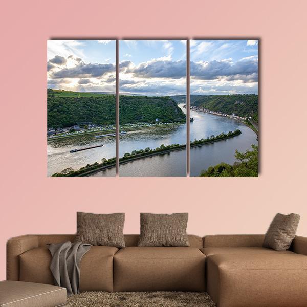 Rhine Valley Landscape Canvas Wall Art-3 Horizontal-Gallery Wrap-37" x 24"-Tiaracle