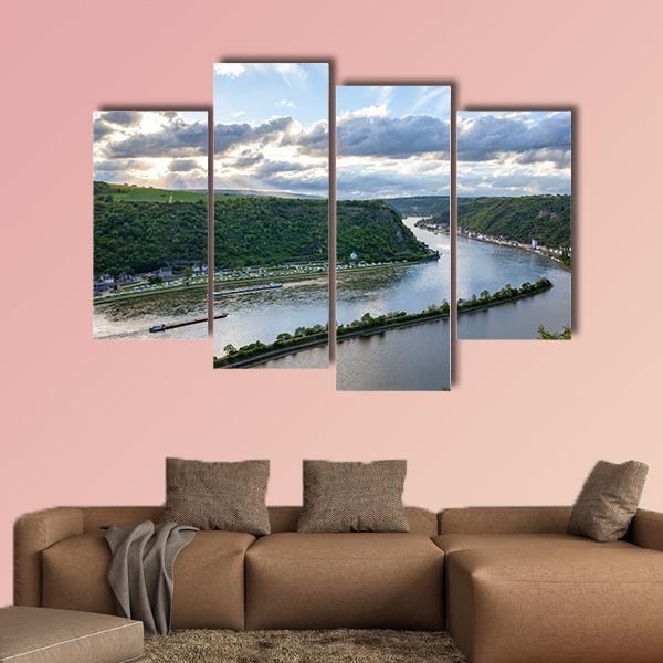 Rhine Valley Landscape Canvas Wall Art-4 Pop-Gallery Wrap-50" x 32"-Tiaracle