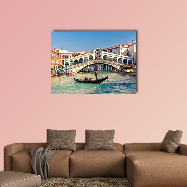Rialto Bridge In Venice Canvas Wall Art-1 Piece-Gallery Wrap-36" x 24"-Tiaracle