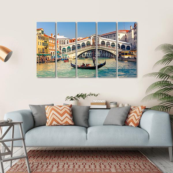 Rialto Bridge In Venice Canvas Wall Art-5 Horizontal-Gallery Wrap-22" x 12"-Tiaracle