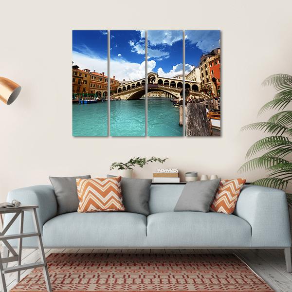 Rialto Bridge In Venice Italy Canvas Wall Art-4 Horizontal-Gallery Wrap-34" x 24"-Tiaracle