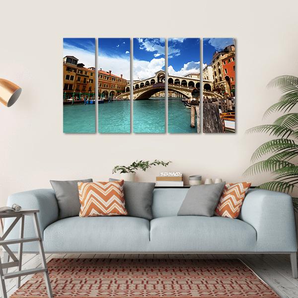 Rialto Bridge In Venice Italy Canvas Wall Art-5 Horizontal-Gallery Wrap-22" x 12"-Tiaracle